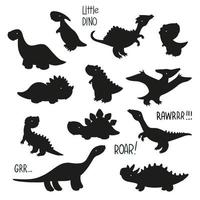 Set of dinosaur silhouette vector