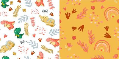 Seamless cute dinosaur pattern vector