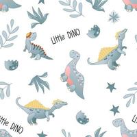 Seamless cute dinosaur pattern vector