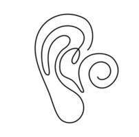 dibujo continuo de una línea del oído humano. vector