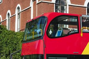 The second floor of a double-decker tourist bus, the windows of the bus during the tour photo