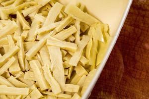 Boiled bamboo shoots, sliced and teared photo