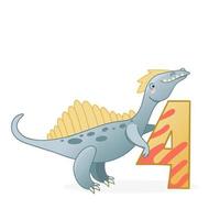 Cute dinosaur cartoon numbers. vector