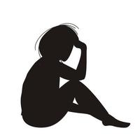 Sitting woman black silhouette. vector