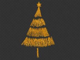 árbol de navidad de partículas de brillo dorado con estrella aislada en png o fondo transparente. recursos gráficos para año nuevo, cumpleaños y tarjeta de lujo. ilustración vectorial foto