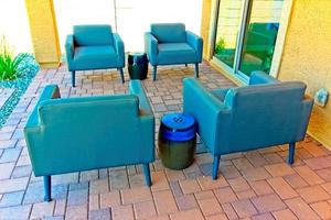 Rear Patio Sitting Area On Colorful Pavers photo