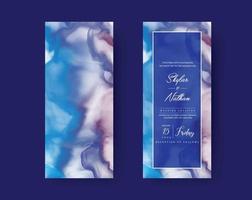 Blue Natural Marble Stone Texture Wedding Menu Card vector