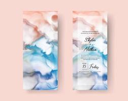 Alcohol Ink Marbled Texture Wedding Menu Card Template vector