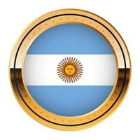 emblema de la bandera argentina, modelo de medalla de oro, bandera de la copa mundial, tercer icono inferior vector