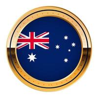 emblema de la bandera de australia, modelo de medalla de oro, bandera de la copa mundial, tercer icono inferior vector