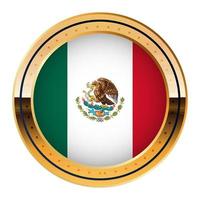 emblema de la bandera de méxico, modelo de medalla de oro, bandera de la copa mundial, tercer icono inferior vector