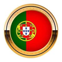 emblema de la bandera de portugal, modelo de medalla de oro, bandera de la copa mundial, tercer icono inferior vector