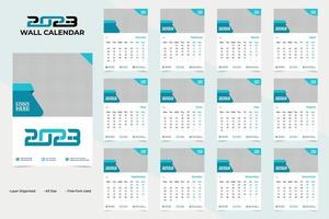 Creative modern 2023 new year wall calendar design template vector