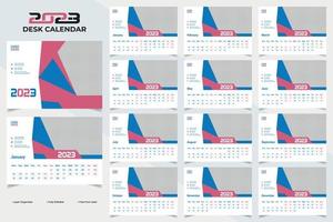 Modern and Colorful abstract new year 2023 desk calendar template design vector