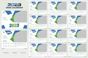 Colorful abstract new year 2023 desk calendar template design vector