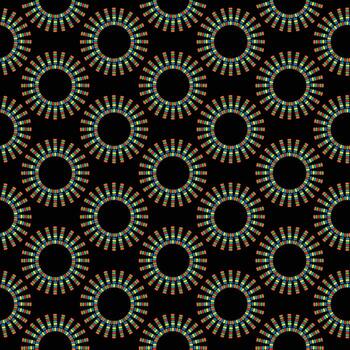 beaded abstract geometric circles vector pattern on black background