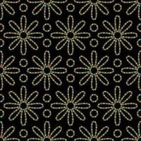 beaded flowers seamless vector pattern on black background