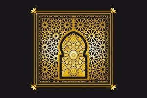 colección de fondo de motivos dorados arabescos, ornamento islámico de lujo dorado, imagen vectorial de arco marroquí oriental vector