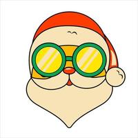 Cute Santa Claus in Sunglasses Decorative Element in Retro Groove Style vector