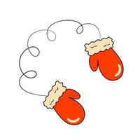 Red Santa Claus Mittens Decorative Element in Retro Style vector