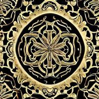 3D beautiful scroll and filigree pattern render photo