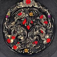 3D beautiful scroll and filigree pattern render photo