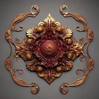 3D beautiful scroll and filigree pattern render photo