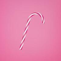 Bastón de caramelo de renderizado 3d sobre fondo rosa foto