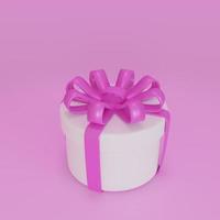 3D rendering white gift box on pink background photo