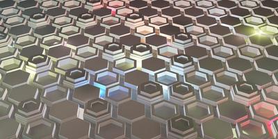 hexagonal background light and neon color technology modern abstract background 3D illustration photo