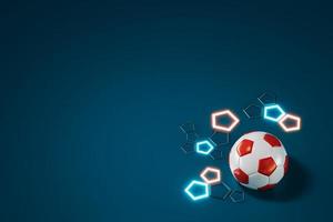 3d football object design. realistic rendering. abstract futuristic background. 3d illustration. motion geometry concept. sport competition graphic. tournament game bet content. soccer ball element. photo