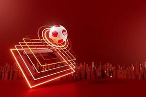 3d football object design. realistic rendering. abstract futuristic background. 3d illustration. motion geometry concept. sport competition graphic. tournament game bet content. soccer ball element. photo