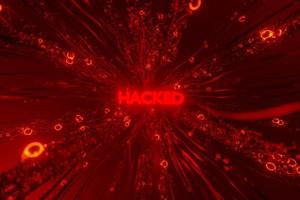 Red network with Hacked inscription. 3d render photo