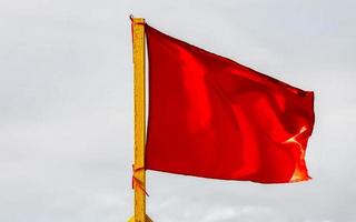 Red flag swimming prohibited high waves in Puerto Escondido Mexico. photo