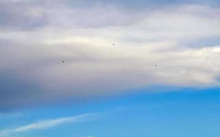 Blue sky with beautiful clouds on sunny day in Mexico. photo