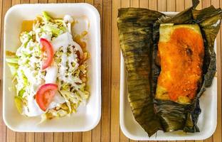 Typical Mexican dishes Tortas Tacos Empanadas and Tamales Cancun Mexico. photo