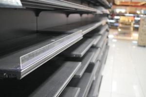 Empty supermarket shelves, selective focus photo