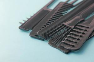 close up of Professional combs on color background photo