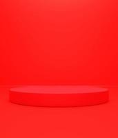 3d render background products display red podium scene with platform. Red background 3d render with podium. stand to show cosmetic products. Stage showcase on pedestal display red. photo