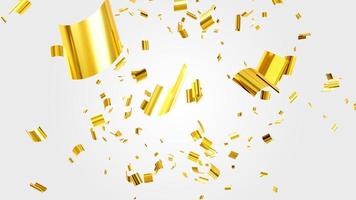 Golden confetti explosion on white background 3d rendering photo