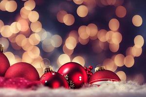 Christmas ornaments with bokeh. Copy space photo