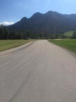 Looking at the mountain range of European Alps near Bad Tolz, Germany photo