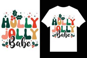 vector de diseño tipográfico de camiseta de navidad. acebo alegre nena