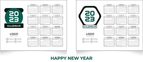 Happy New year 2023 Calendar Design Template. vector