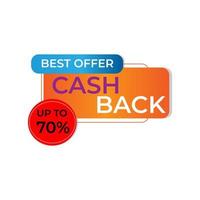 modern banner design tag cashback illustrator. cash back for promotions, sales, discounts. Isolated colorful sticker, money back symbol. vector