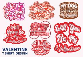 Valentine t shirt and sticker design template set vector