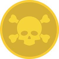 Gold skull coin icon on white background. Gold game coin sign. Coin with the skull symbol. flat style. vector