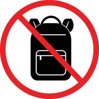 no se permiten mochilas sobre fondo blanco. Las mochilas están prohibidas cantar. sin símbolo de mochilas. estilo plano vector