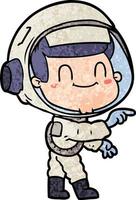 Retro grunge texture cartoon astronaut man vector