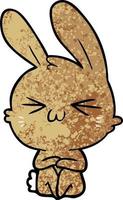 Retro grunge texture cartoon cute rabbit vector